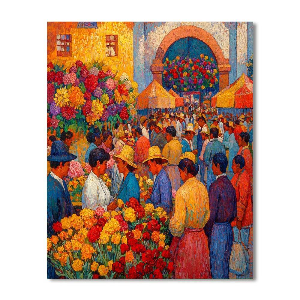 Diego Rivera Inspired Vibrant Market Revelry  Painting By Numbers Kit