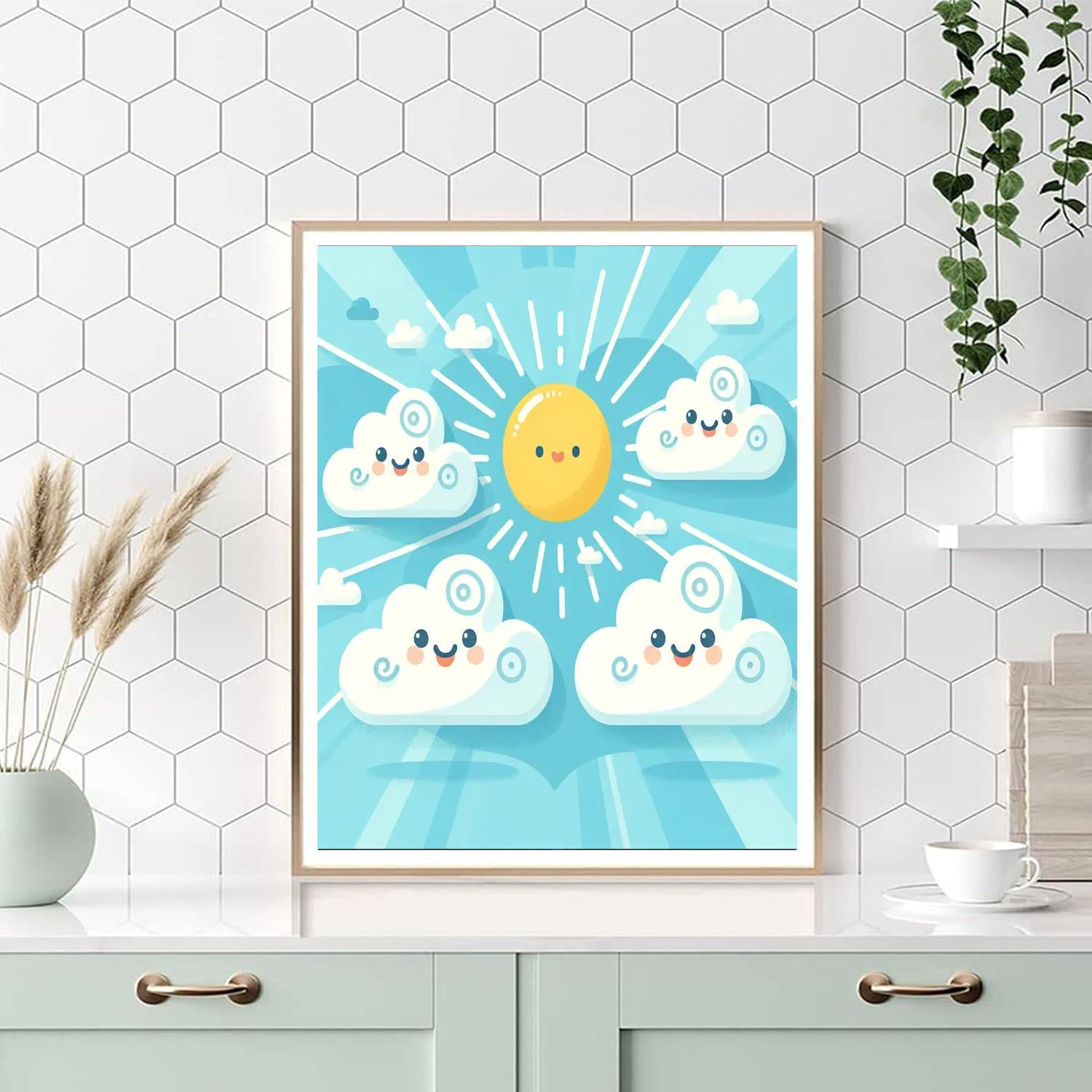 Curly Clouds Painting Number Kit