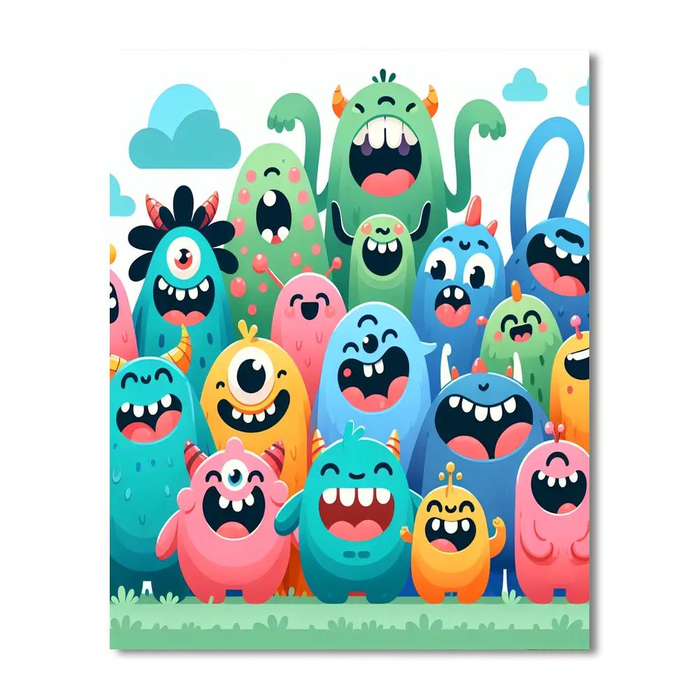 Giggly Monster Family Number Painting