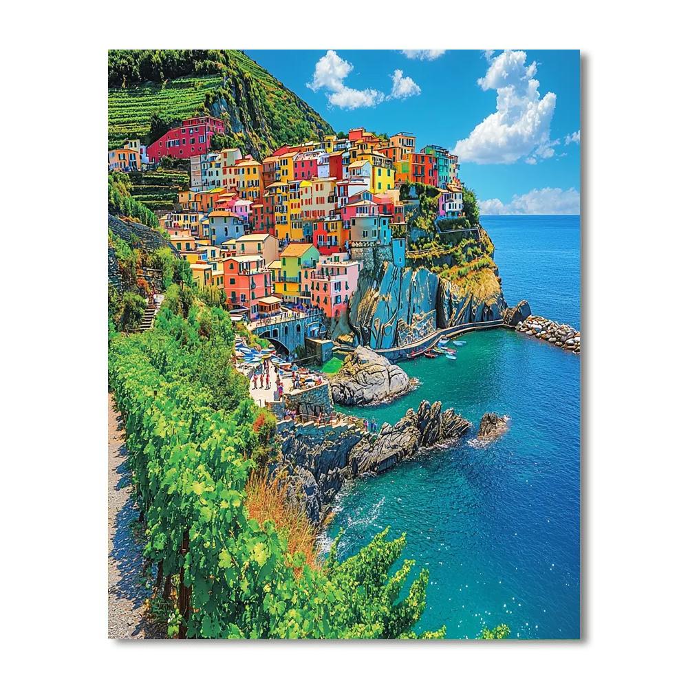 Cinque Terre Coast Trail Number Painting
