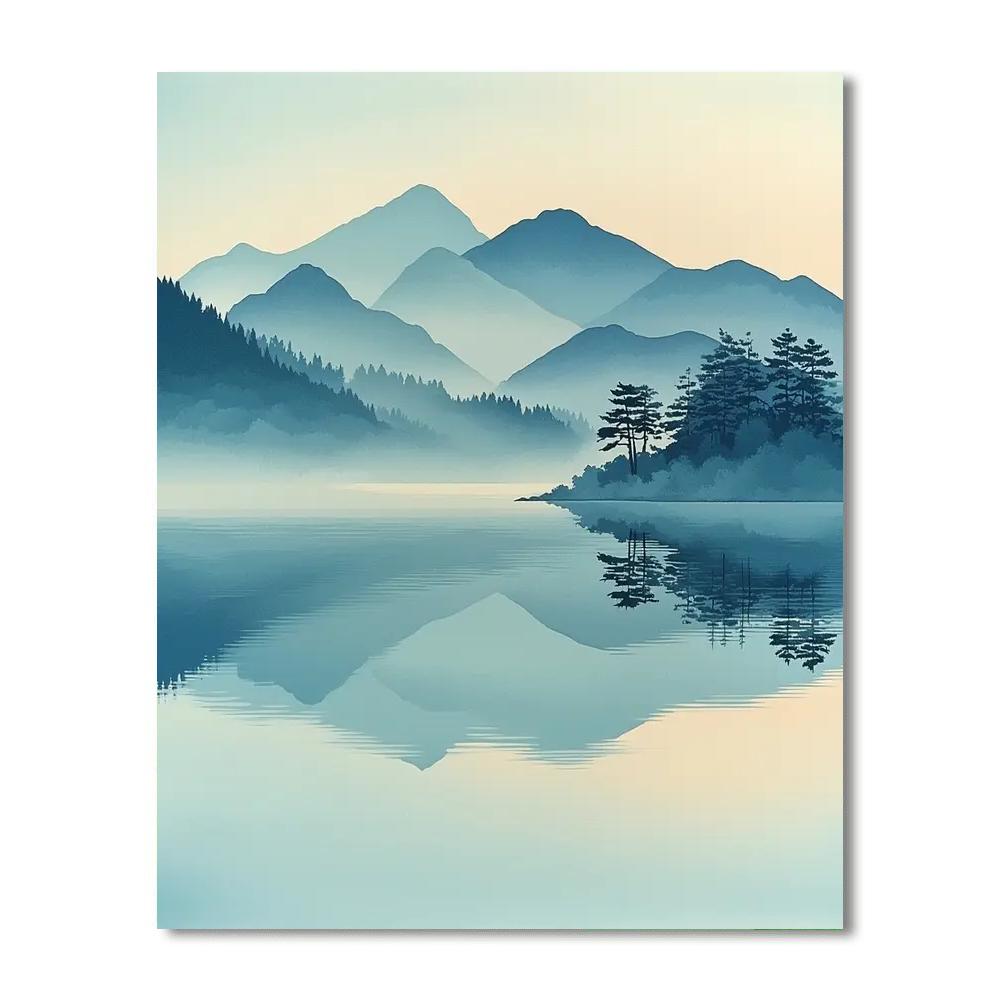 Utagawa Hiroshige Inspired Stillness Of The Lake  Number Painting