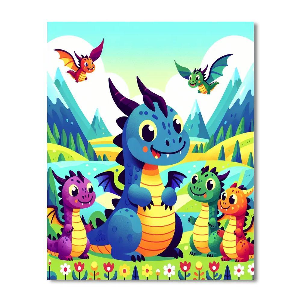 Friendly Dragon World Number Painting