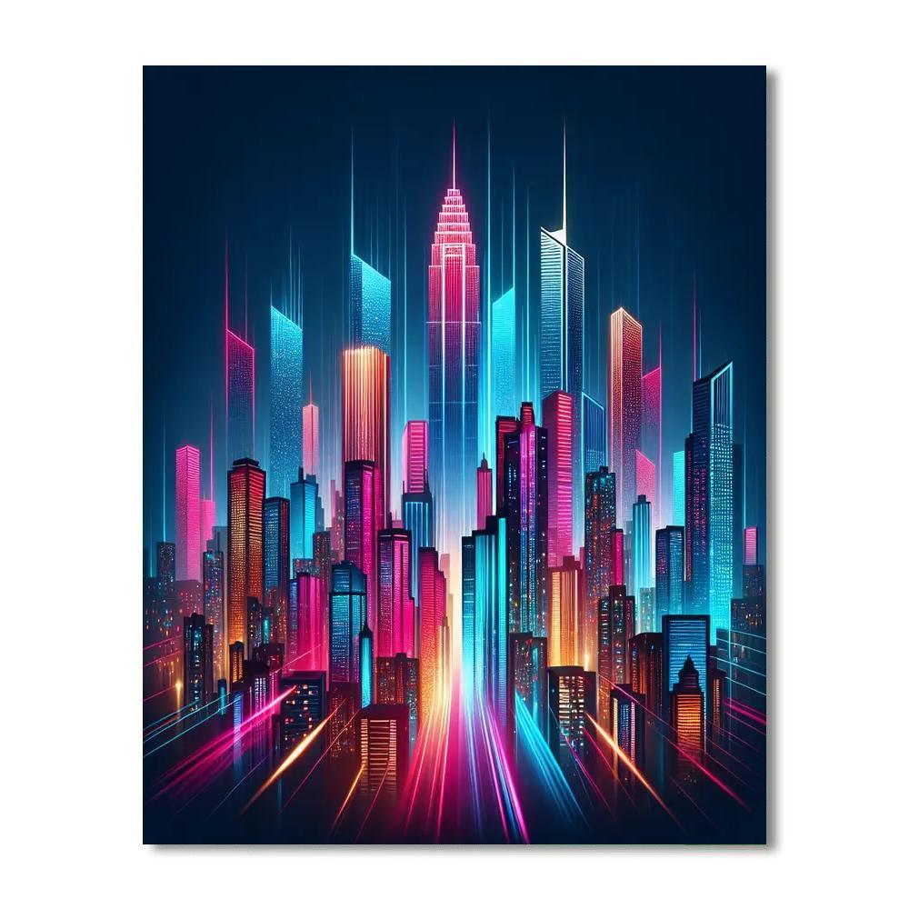 Luminous Neon Cityscape Paint By Numbers