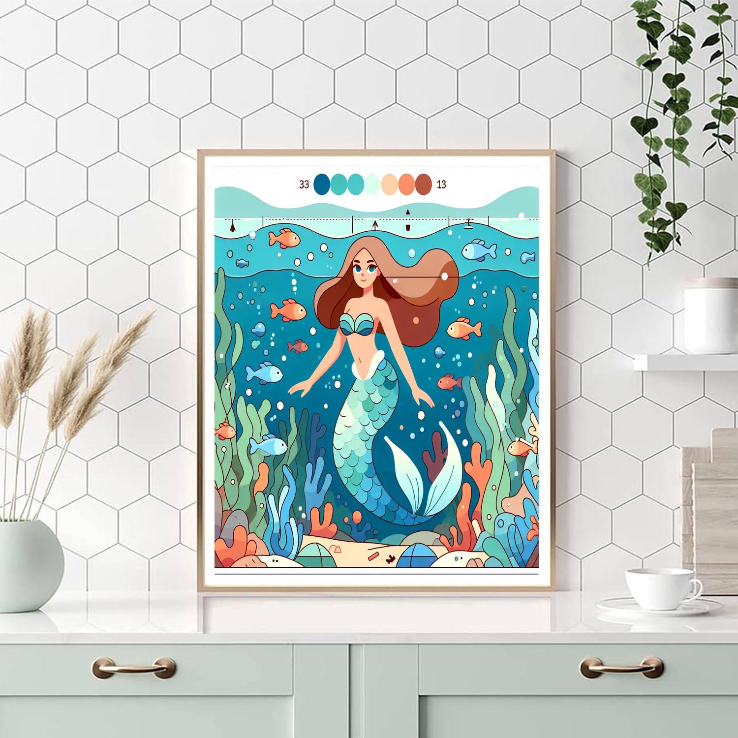 Underwater Mermaid Scene Paint By Numbers Art