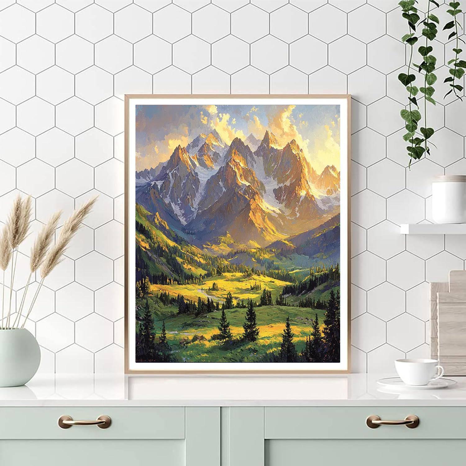 Albert Bierstadt Inspired Sublime Mountain Whisper  Paint By Color