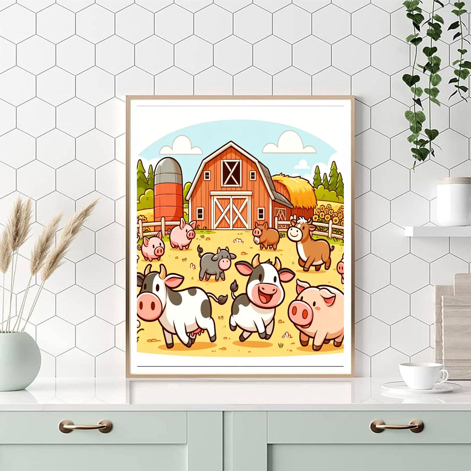 Adorable Farmyard Frolic Painting By Numbers Kit