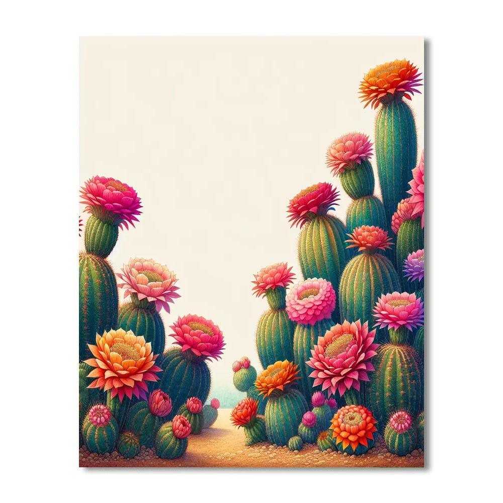 Charming Cactus Blooms Paint By Color