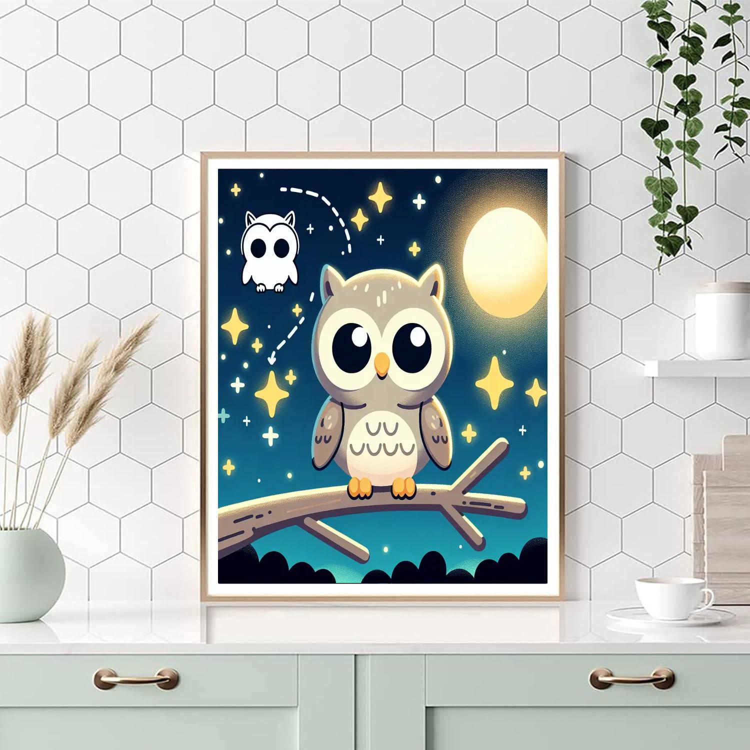 Moonlit Owl's Nighttime Wonders Paint By Numbers Art