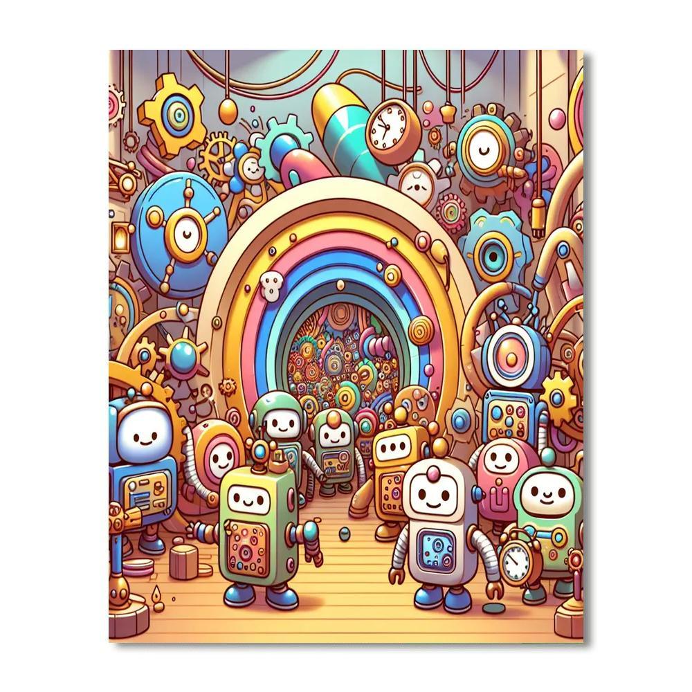 Time Travel Adventure With Robots Numbered Painting Kits