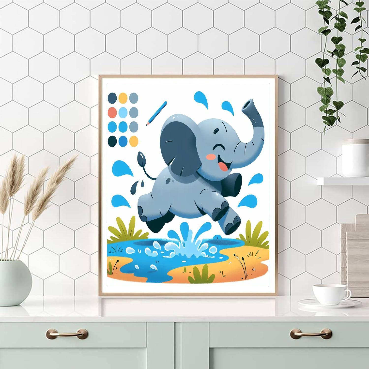 Playful Elephant Splash Paint By Color