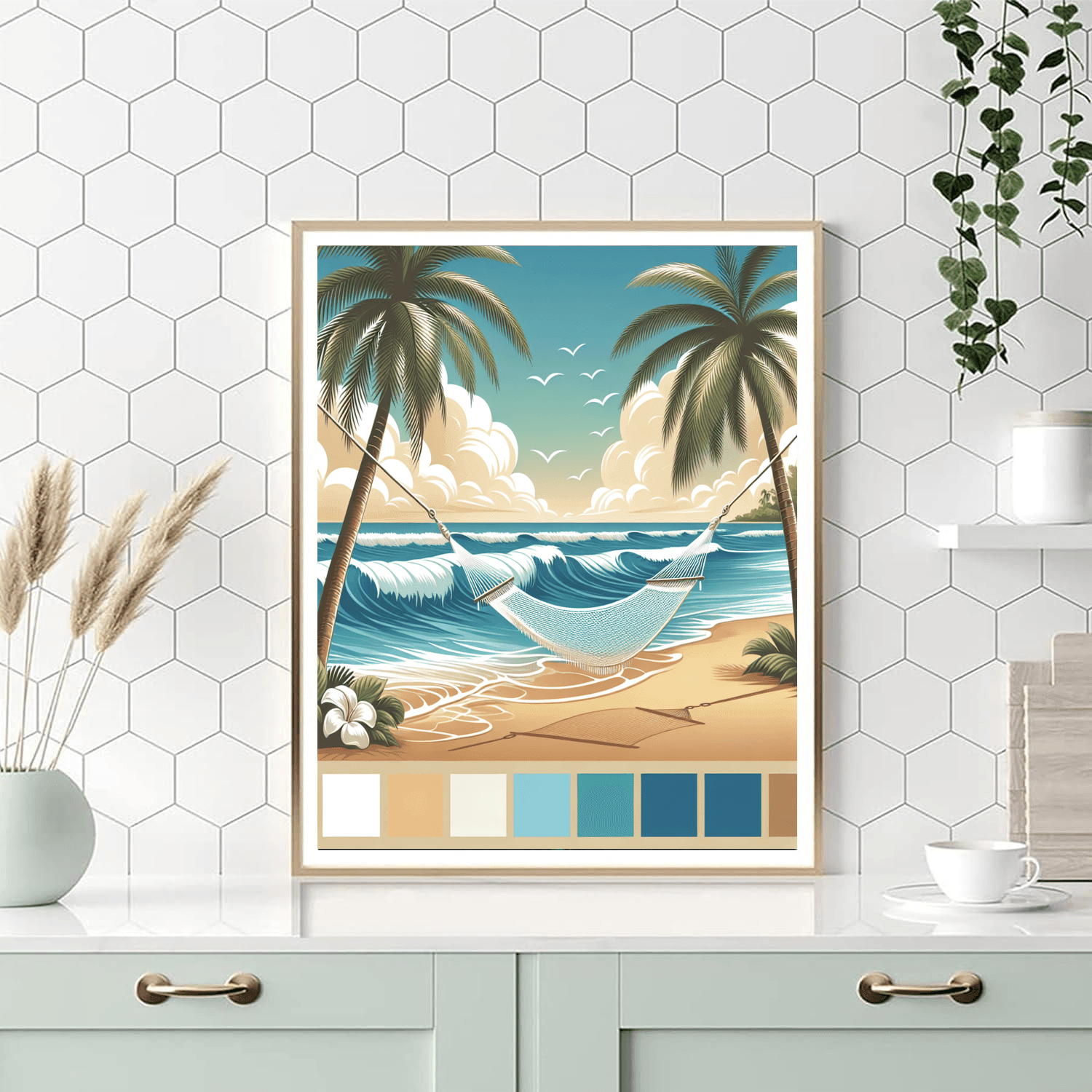 Relaxing Beach Hammock DIY Paint By Numbers