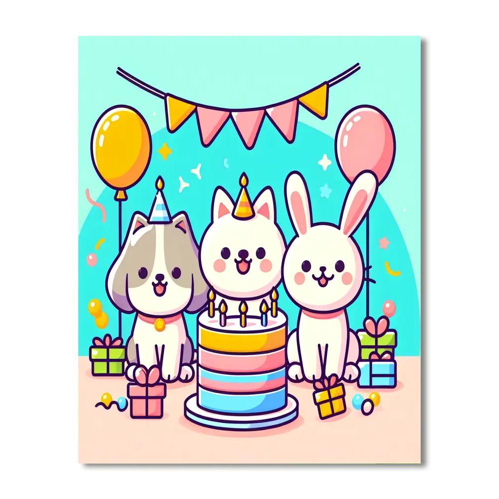 Happy Animals' Birthday Bash Paint By Numbers Kits