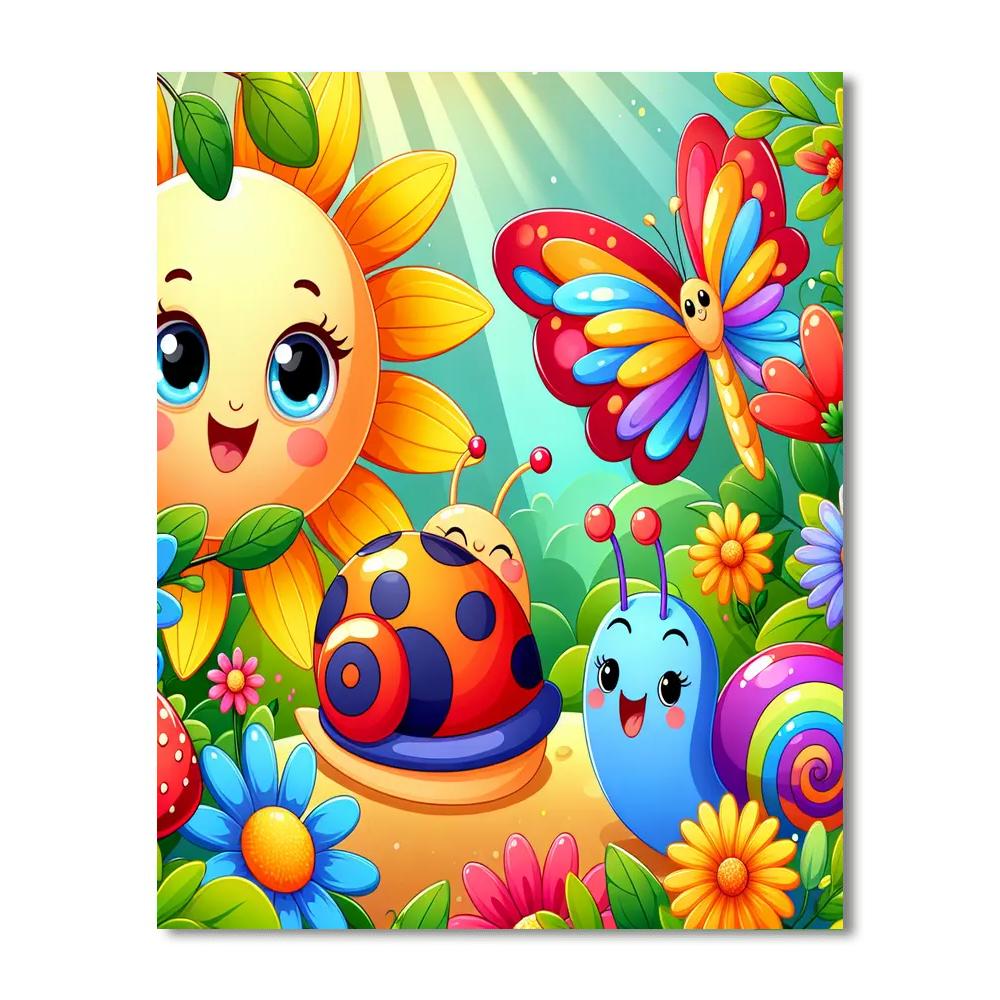 Friendly Garden Creatures Paint By Numbers Art