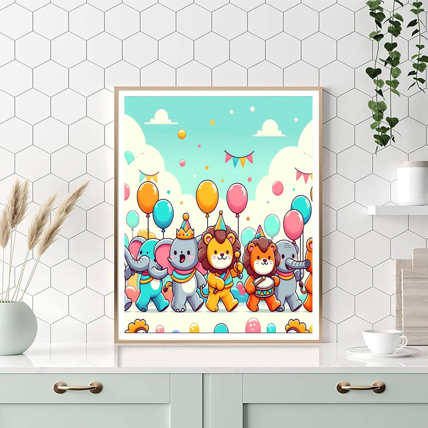 Joyful Parade Of Animals Numbered Painting Kits