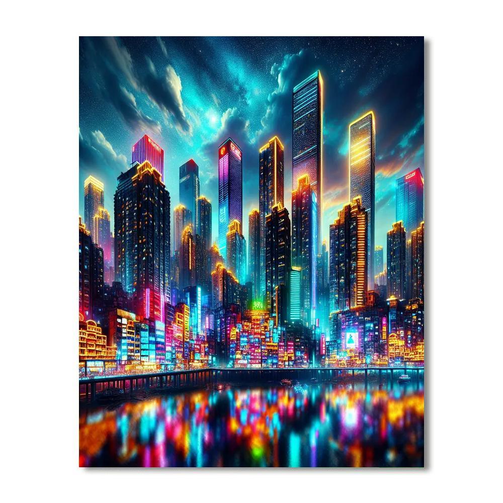 Glistening Cityscape Painting Number Kit