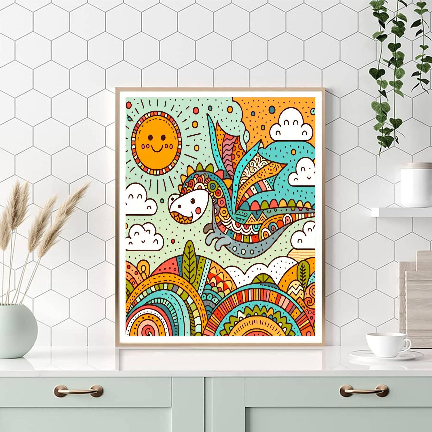 Doodle Dragon Paint By Color