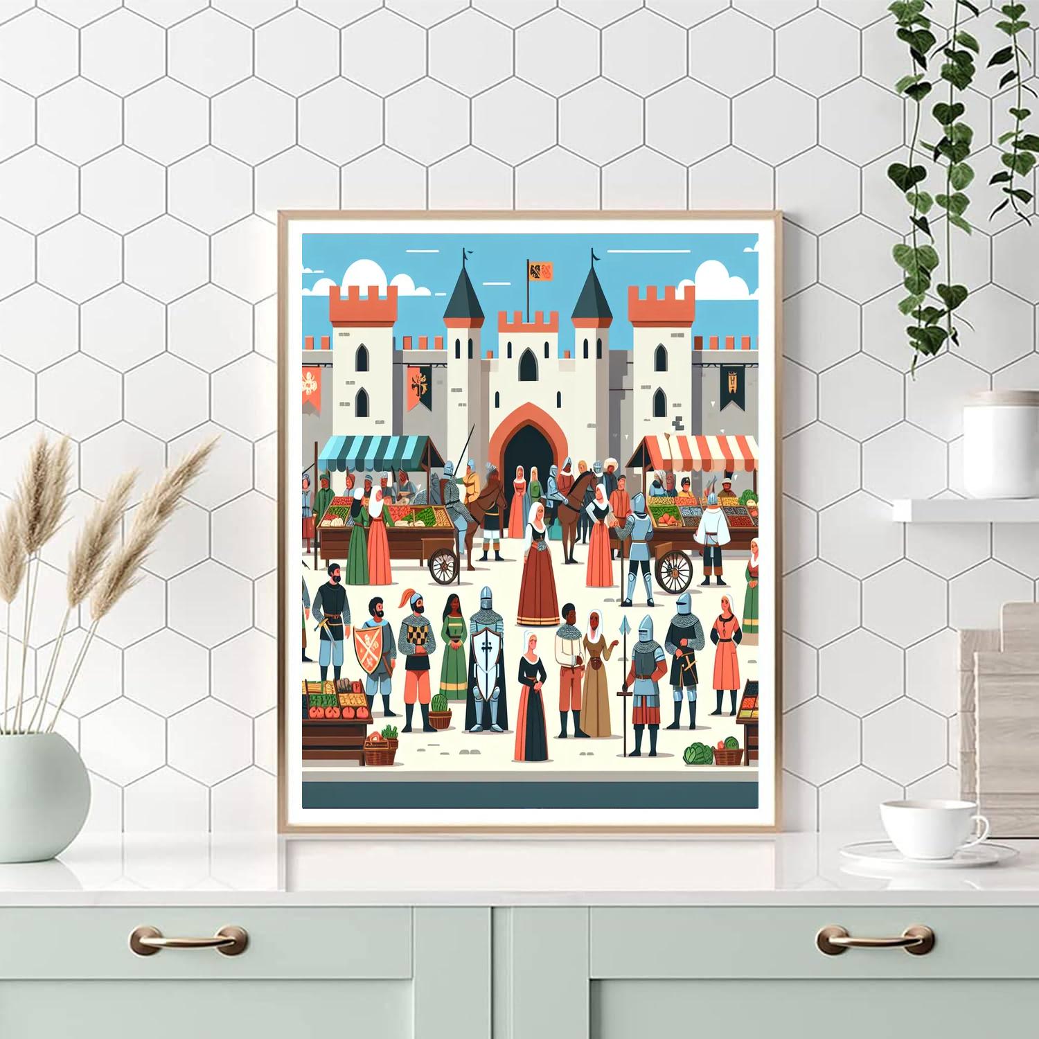 Medieval Market Extravaganza Painting By Numbers Kit