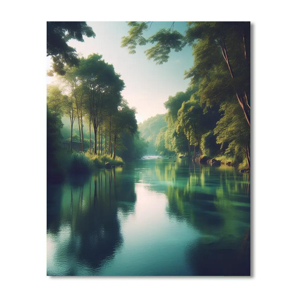 Quiet River's Calm Reflection Painting By Numbers Kit