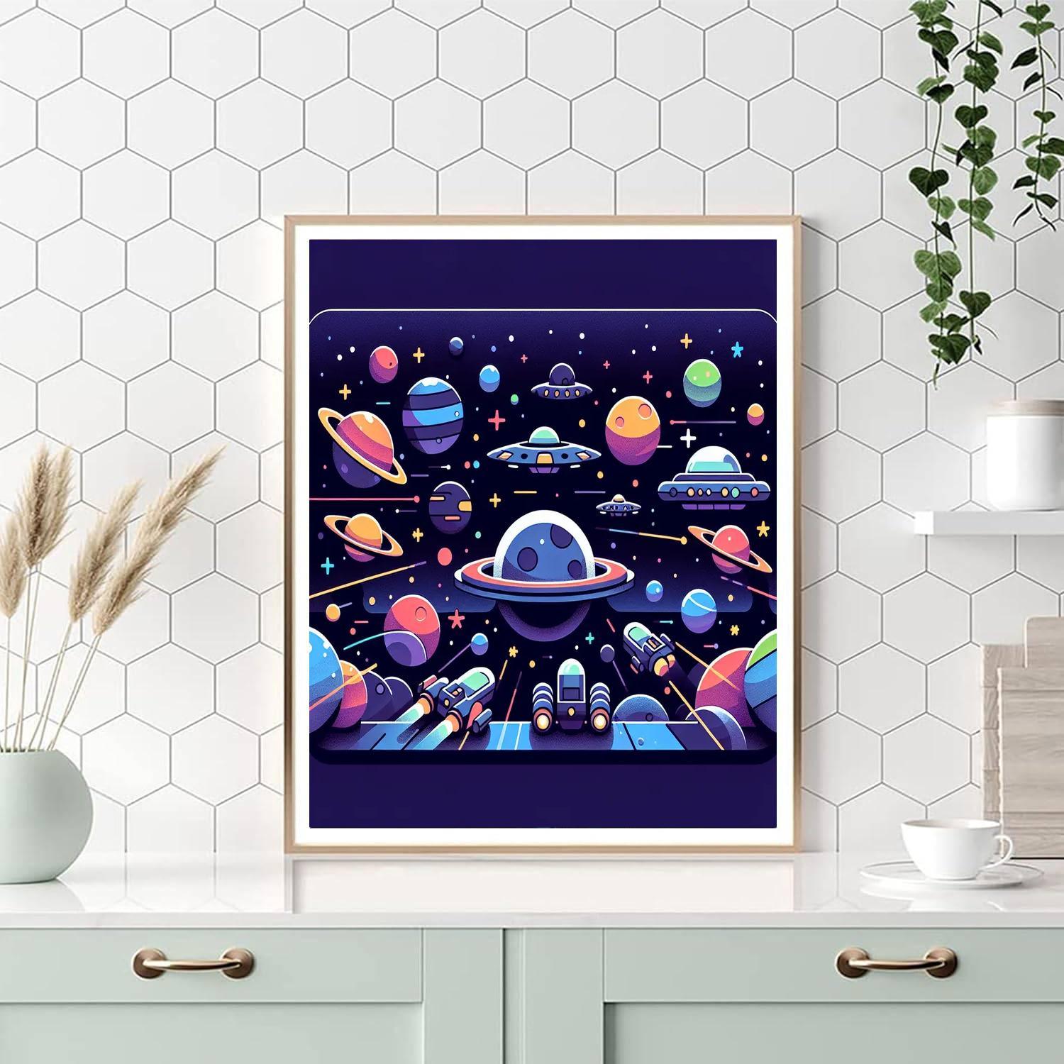 Galaxy Quest With Alien Planets Paint By Number