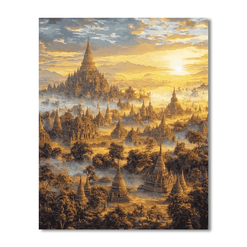 Bagan's Temple Fields - Myanmar Numbered Painting Kits