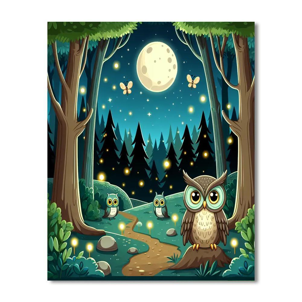 Enchanted Night Forest Painting By Numbers Kit