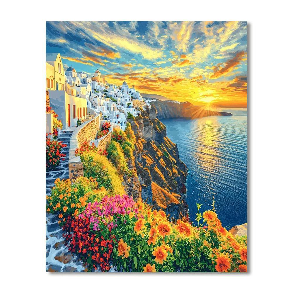 Santorini Caldera Hike Painting Number Kit