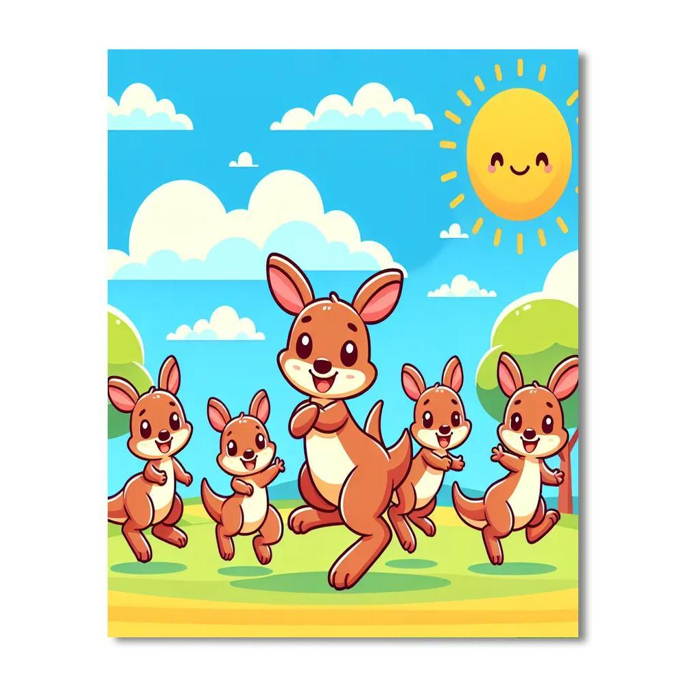 Joyful Kangaroo Family Paint By Number