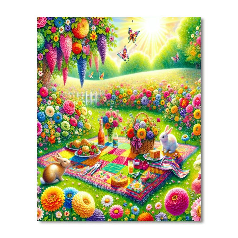 Charming Meadow Picnic Paint By Numbers