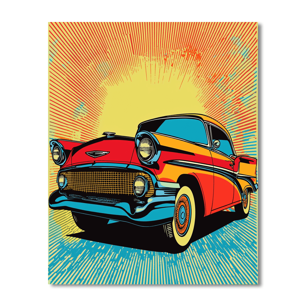 Roy Lichtenstein Inspired The Vintage Car Parade  Paint By Numbers Art