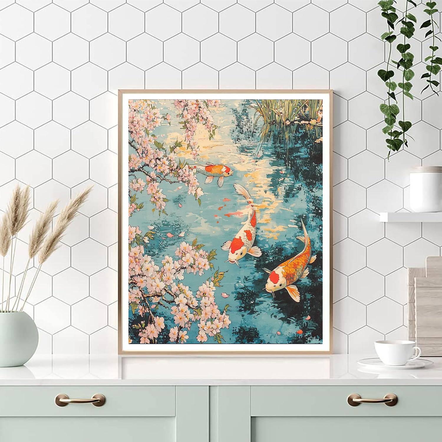 Katsushika Hokusai Inspired Serene Japanese Pond  Paint By Number