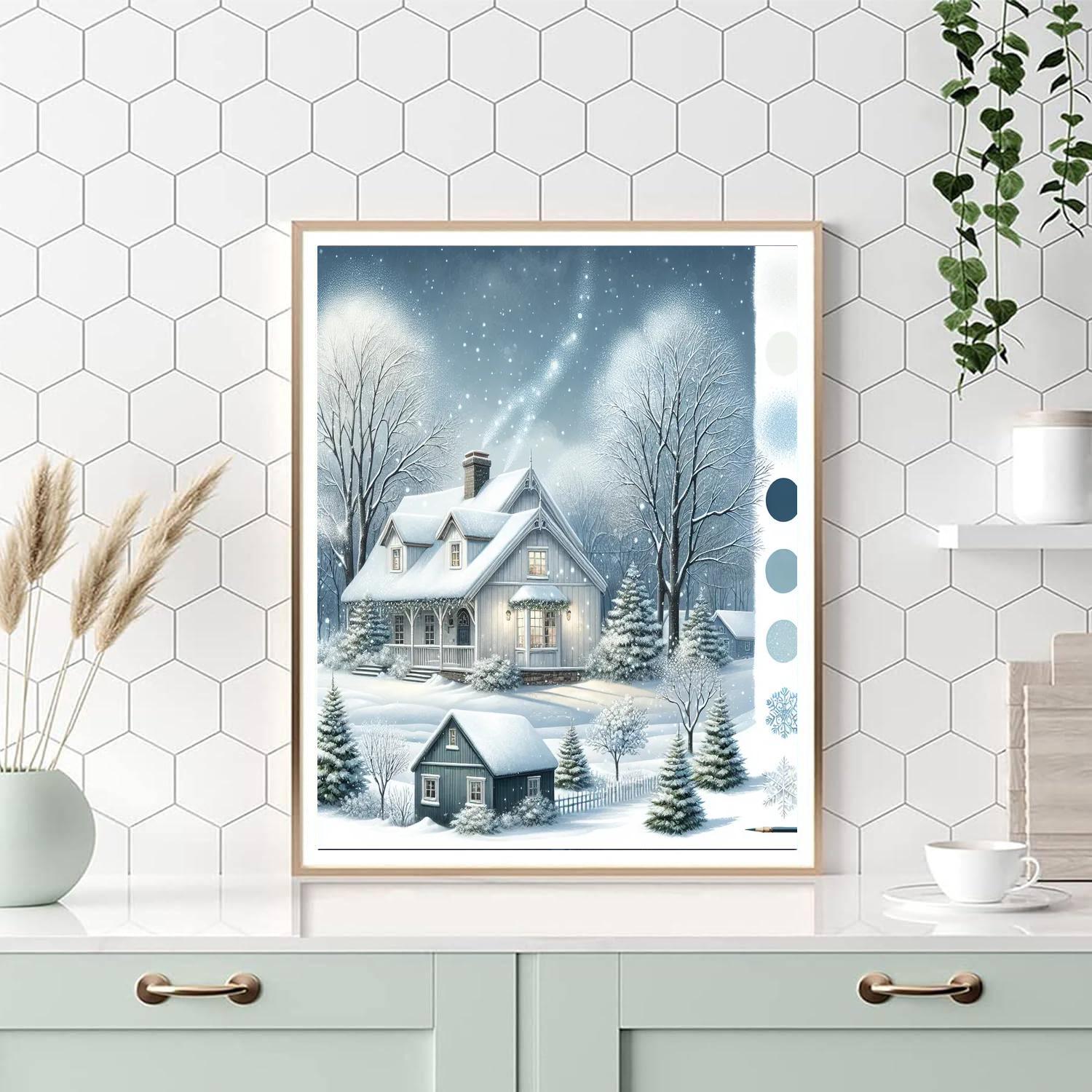 Winter Cottage Harmony Painting Number Kit