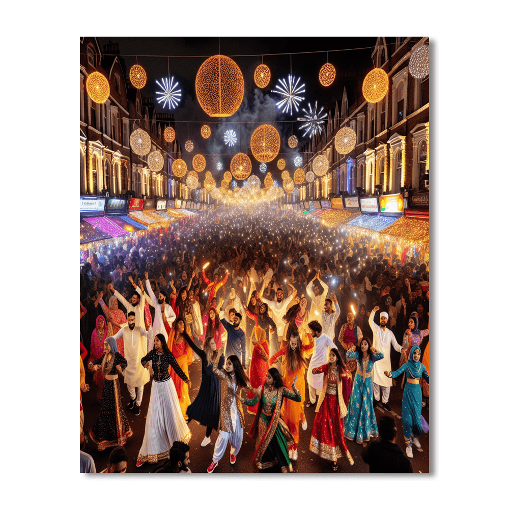 Diwali Festival Of Lights - Leicester, England Painting By Numbers Kit