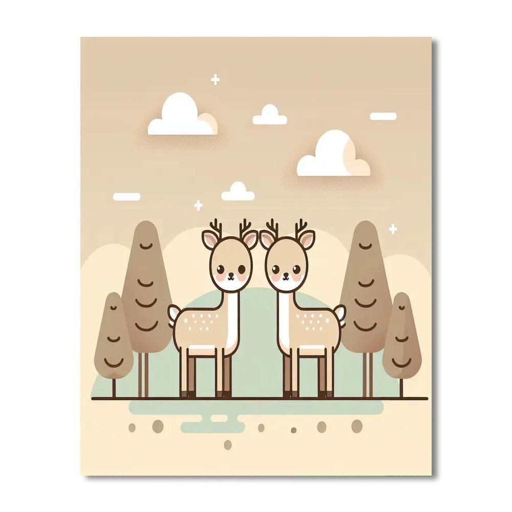 Forest Deer Friendship Paint By Numbers Kits