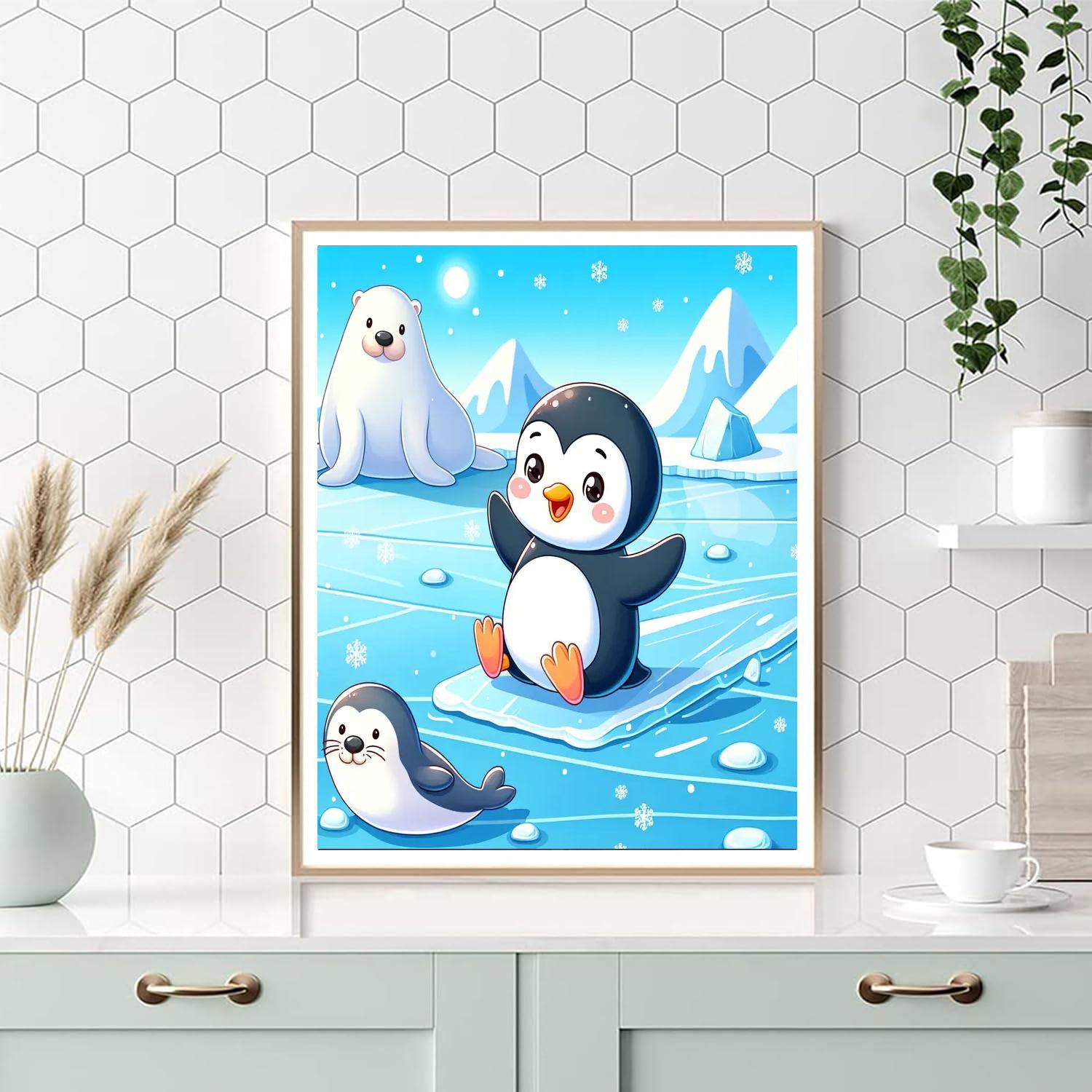 Playful Polar Animals Painting Number Kit