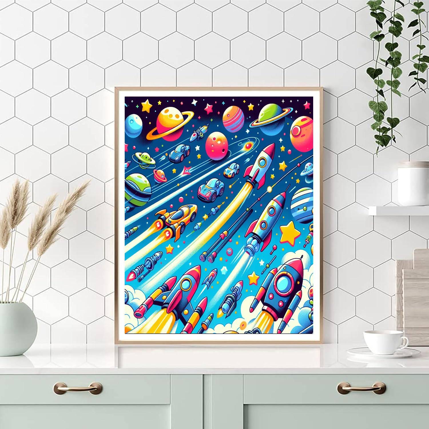 Cosmic Rocket Race Painting By Numbers Kit