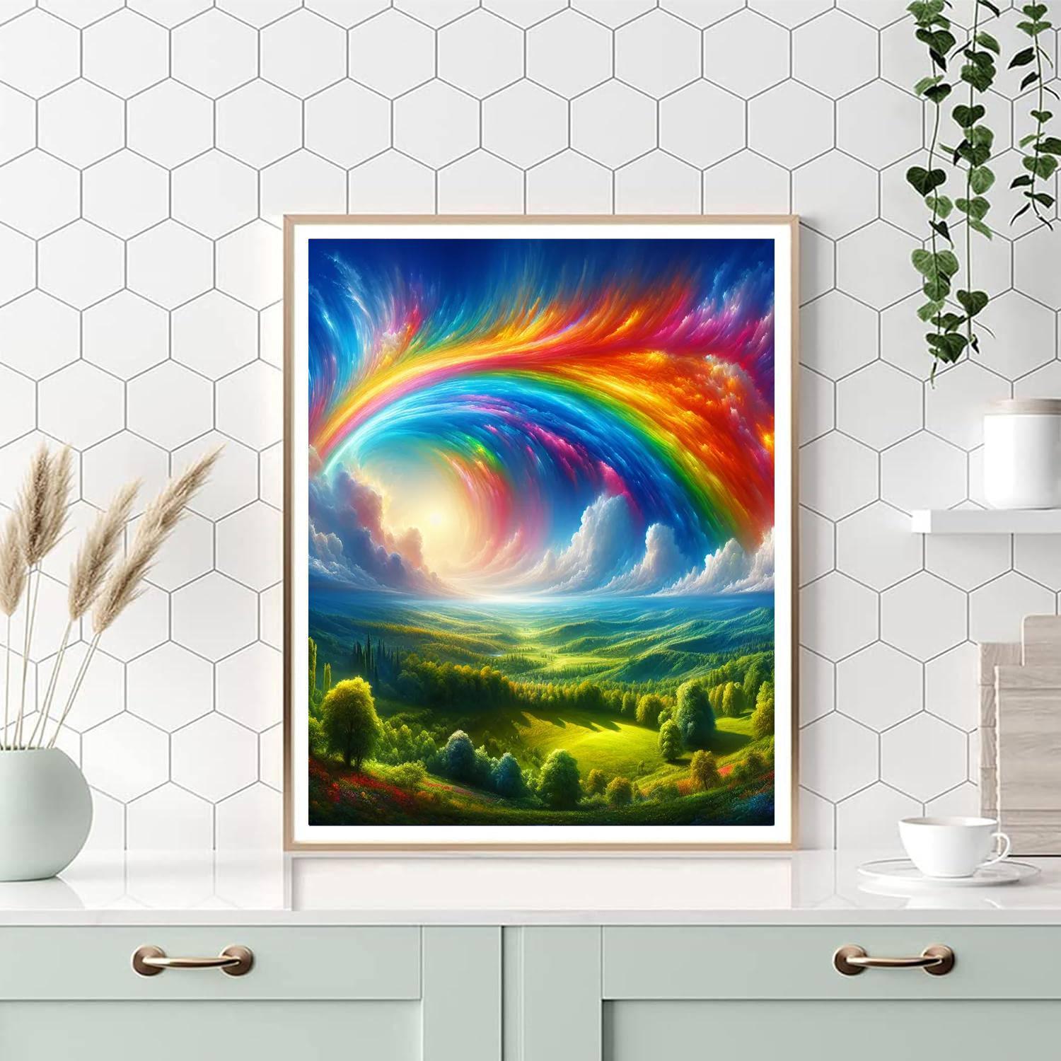 Radiant Rainbow Horizon Painting Number Kit