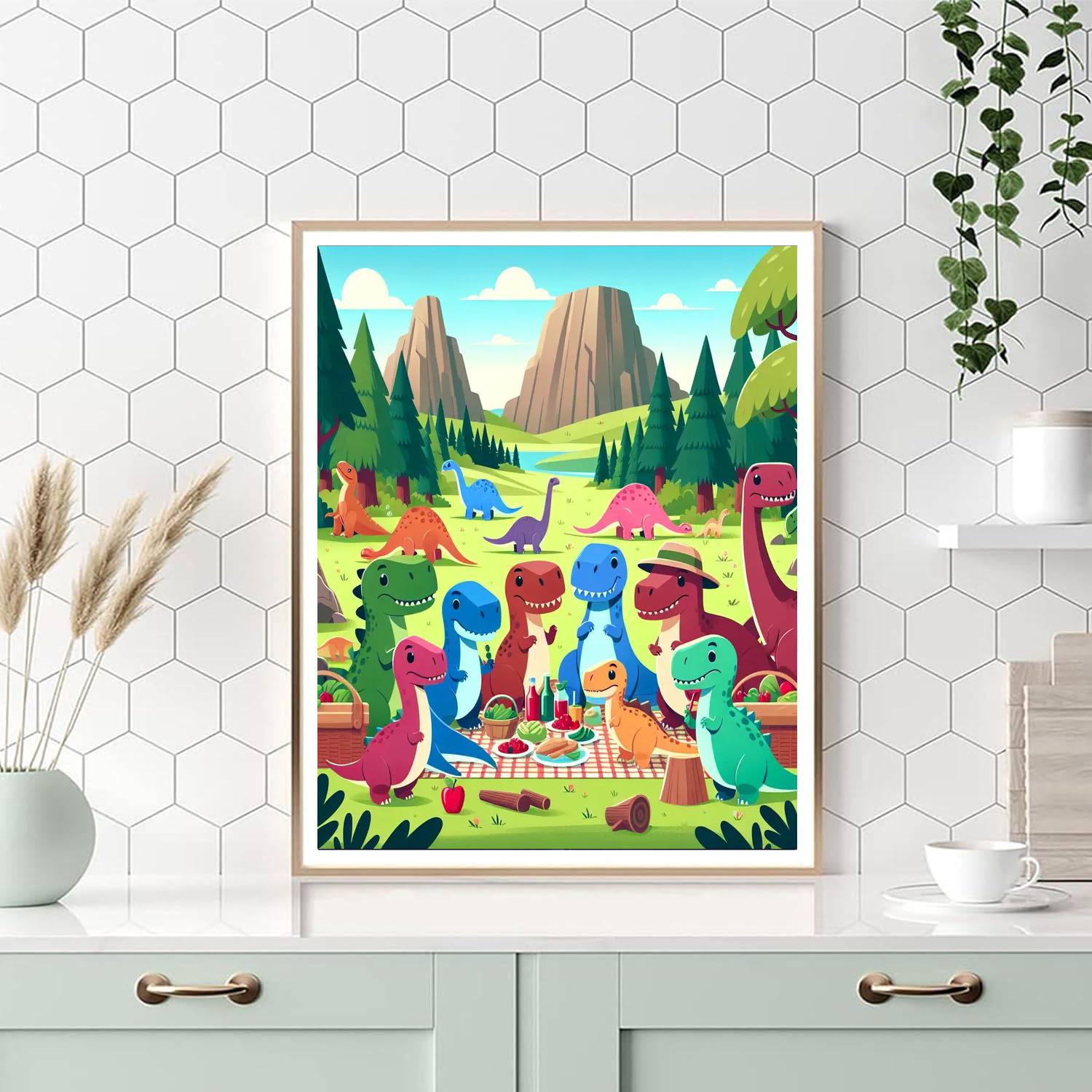 Dinosaur Valley Picnic Painting By Numbers Kit