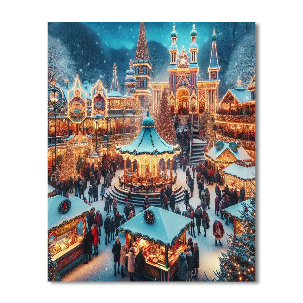 Tivoli Gardens Christmas Market - Copenhagen Painting By Numbers Kit