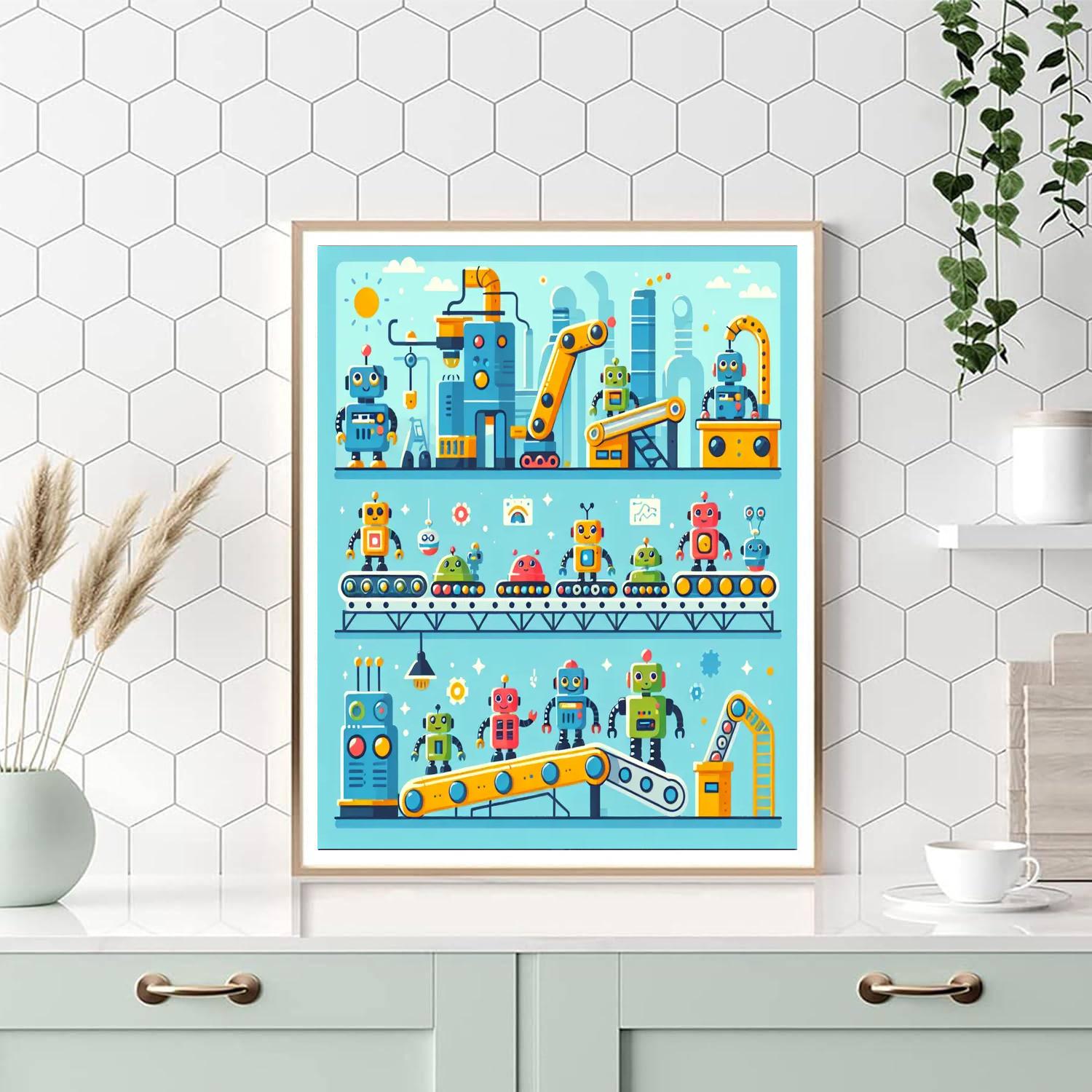 Quirky Robot Factory Painting Number Kit