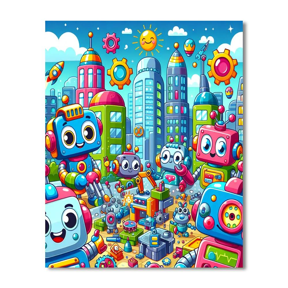 The Adventures Of Robot Friends Paint By Numbers Kits