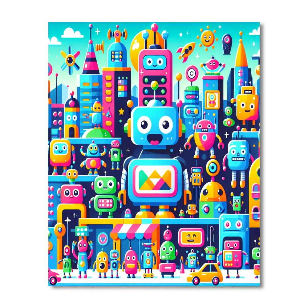 Joyful Robot Adventures Paint By Numbers