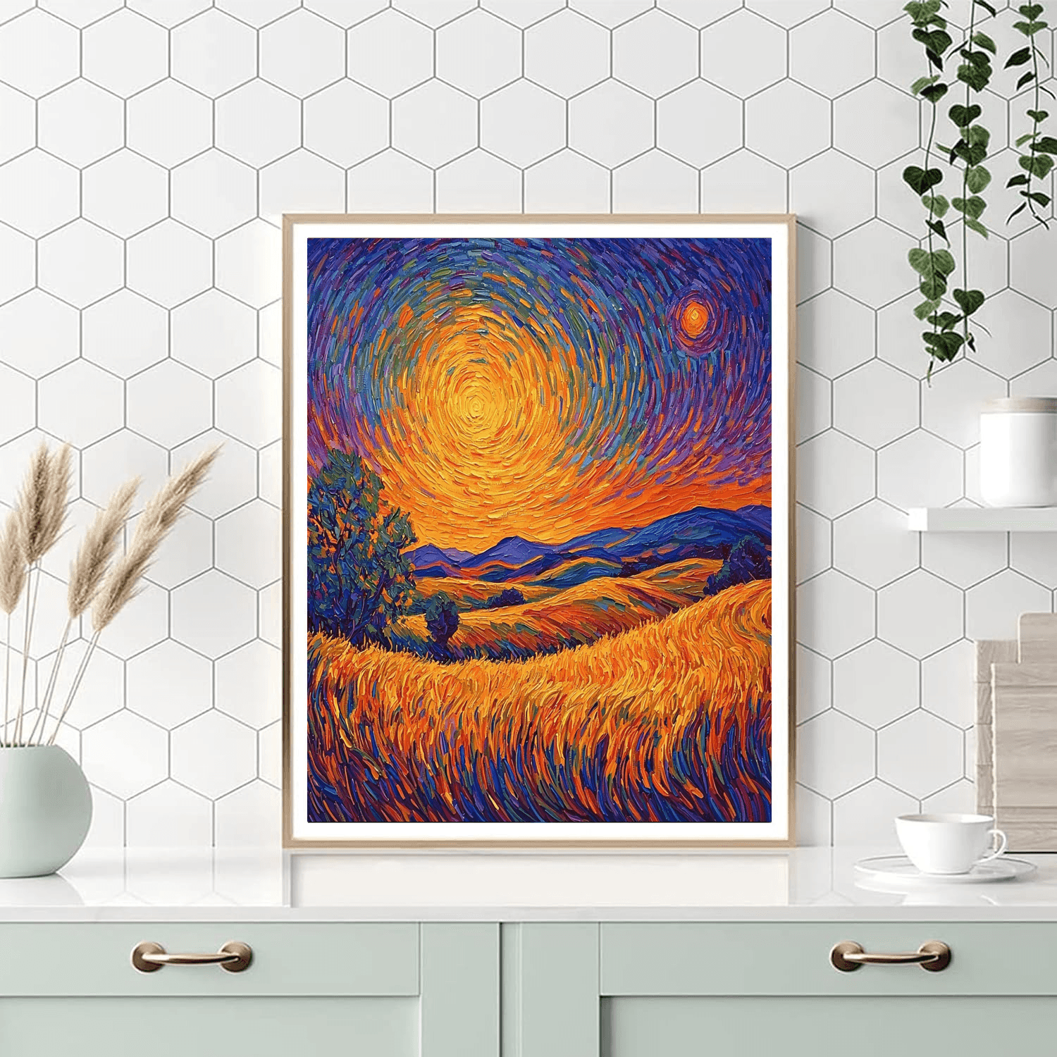 Vincent Van Gogh Inspired Sunset Over Fields  Painting By Numbers Kit