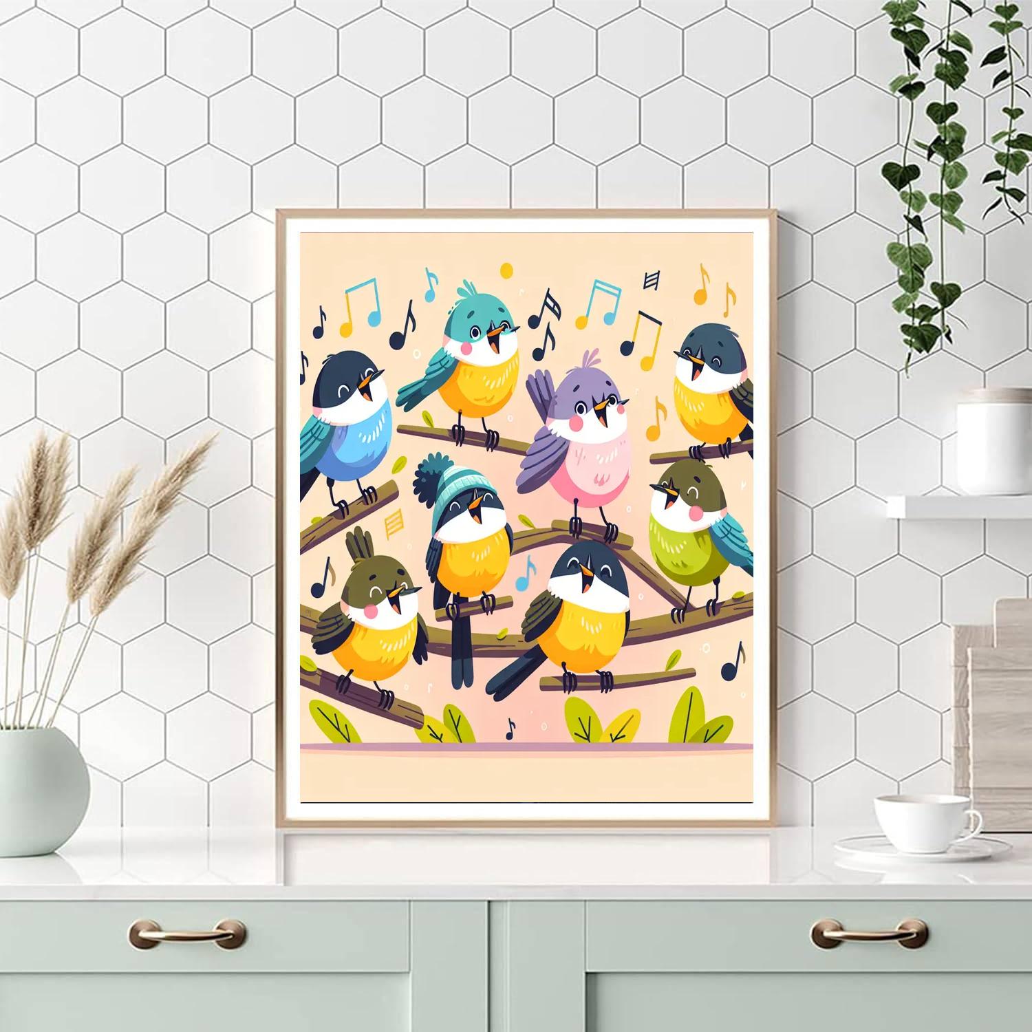 Charming Chickadee Chorus Painting Number Kit