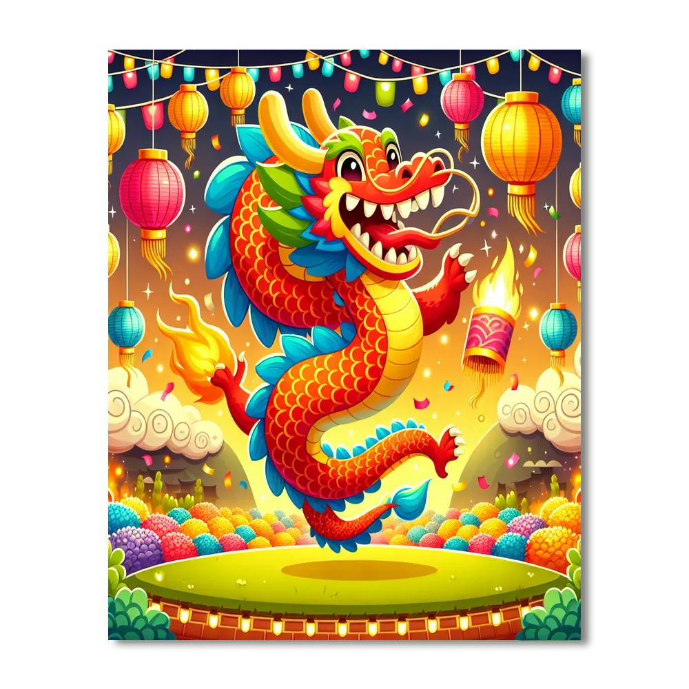 Dazzling Dragon Dance Numbered Painting Kits