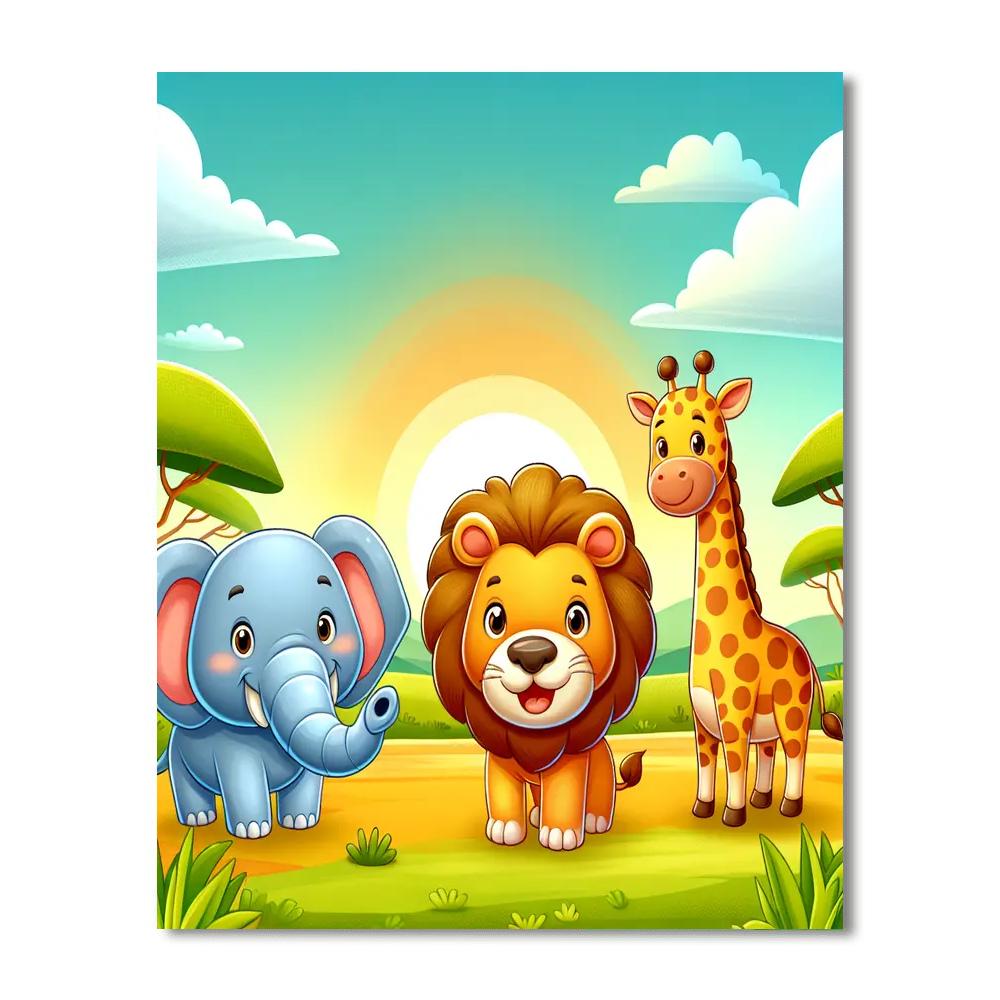 Happy Wild Safari Paint By Numbers Art