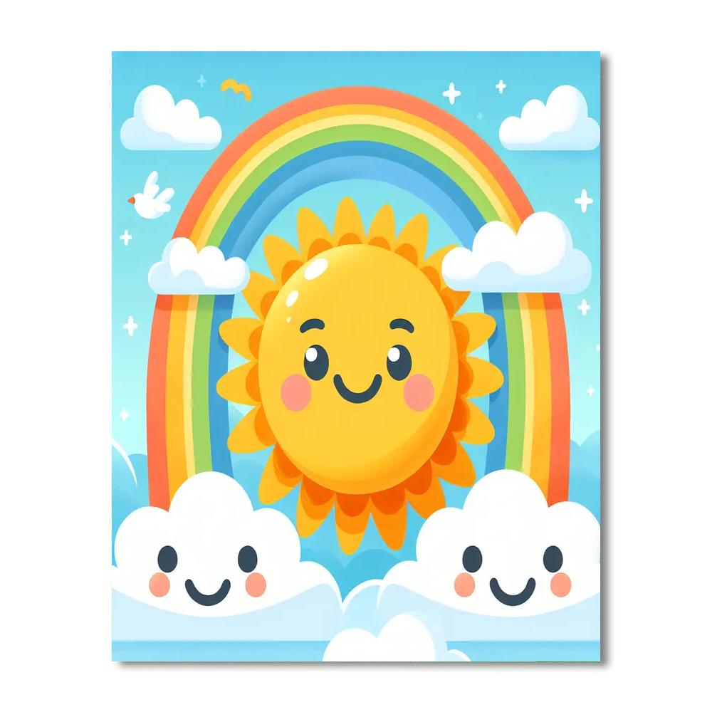 Cheerful Clouds And Sun Paint By Number