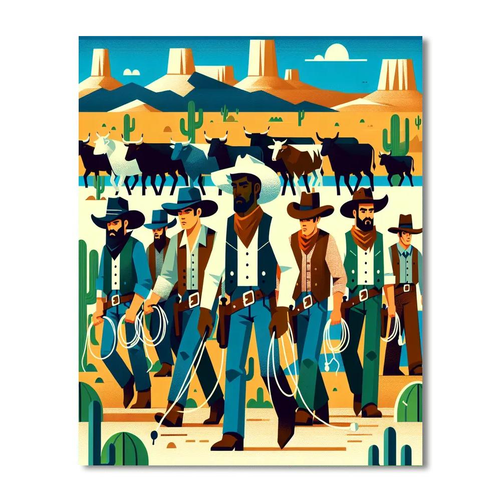 Wild West Cowboy Roundup Painting By Numbers Kit