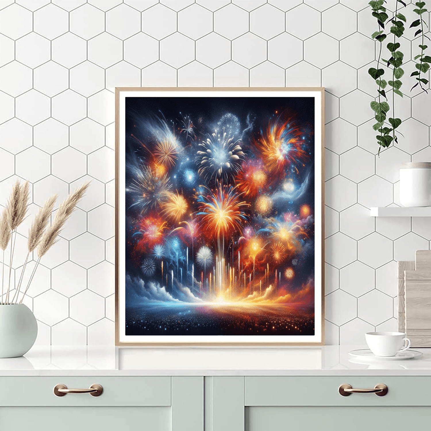 Dazzling Fireworks Display Paint By Numbers Art