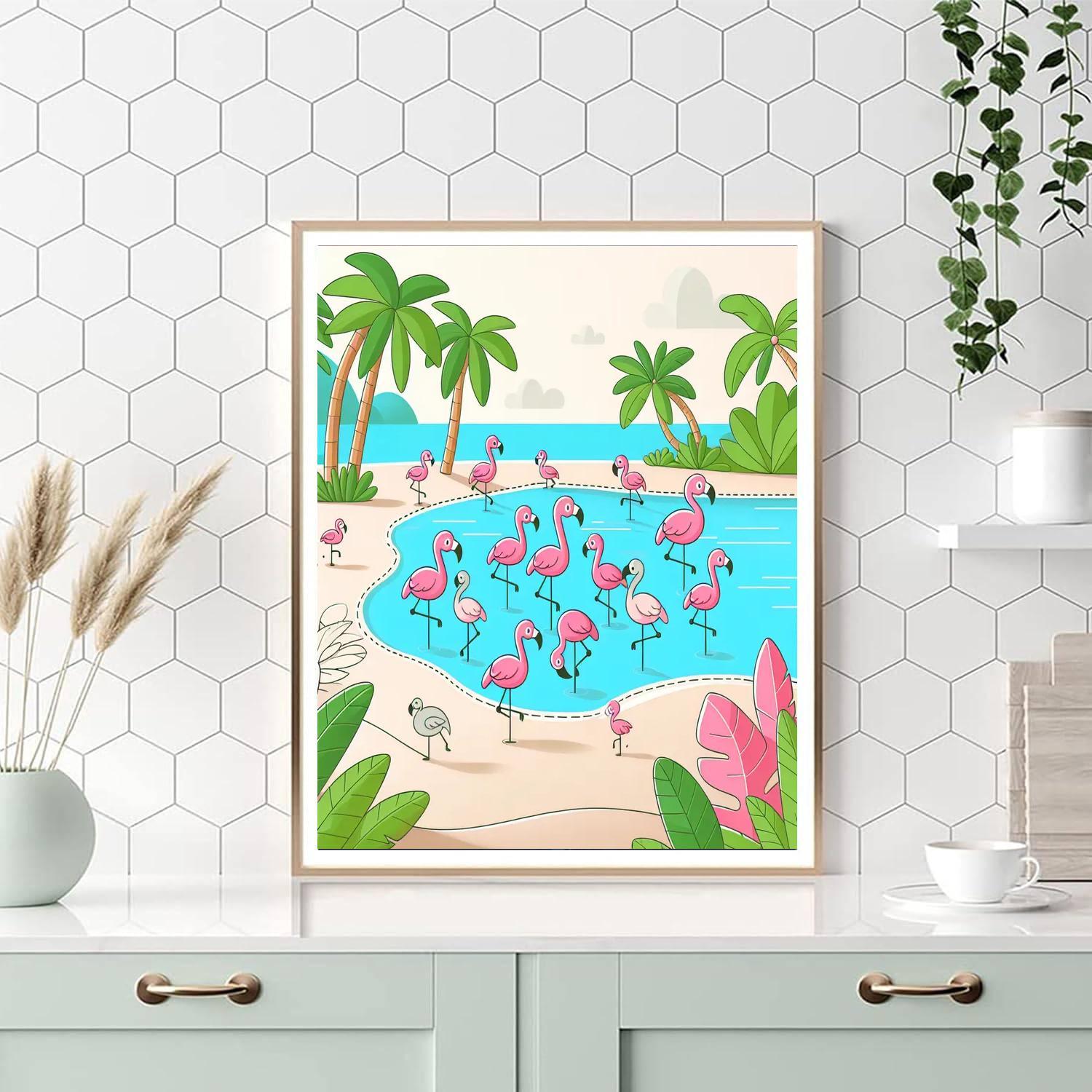 Friendly Flamingo Frolic Paint By Color