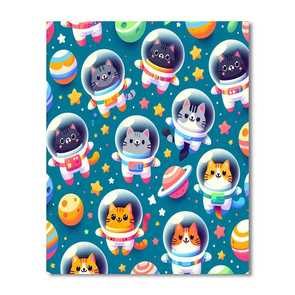 Curious Space Cats Painting By Numbers Kit